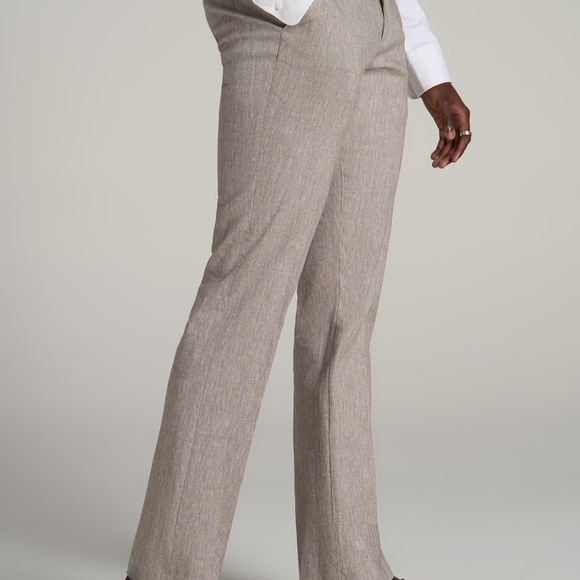 American Tall Stretch Linen Dress Pants for Tall Men in Brown Linen Size 30x38 - Picture 3 of 3